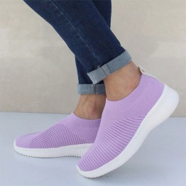  Plus Size Women Sneakers Vulcanized Knitting Stretch Flat Platform Fashion Ladies Slip On Sock Shoes Footwear Drop Shipping
