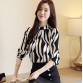 2018 new arrived fashion women blouse long sleeved printed women top  stand collar blouses slim fit office lady blusa 0941 40