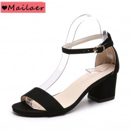 2019 New summer Women Shoes Gladiator Buckle Strap Cover Heel Fashion Chunky Ladies Sandals For Woman Ankle Strap Footwear