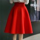 5XL Plus Size Skirt High Waisted Skirts Womens White Knee Length Bottoms Pleated Skirt Saia Midi Pink Black Red Blue 2019