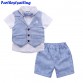 Baby Boys Clothing Sets 2018 New Summer Children Formal Wear Short Shirt + Plaid Waist Coat + Shorts Kids 3PC Suits Baby Clothes