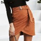 BerryGo High waist belt suede leather skirt female Autumn winter irregular bodycon mini skirt Sexy streetwear women skirt bottom