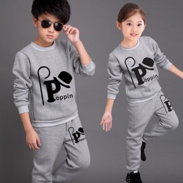 Children's Suits Spring Autumn Wear Boys and Girls Long Sleeved Tops + Trousers Kids 2 Suits Big Children Sport Sets 3-12 Ages