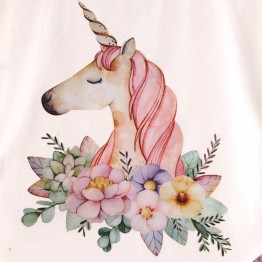Children's suits girls clothes set 2018 new magical unicorn pattern white T-shirt lace skirt cute children's wear 3-7Y