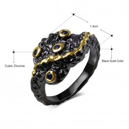DreamCarnival1989 New Designs Vintage Jewellery Bohemian AAA Cubuic Zirconia Allergy-free Black Gold-Color Women Ring ZBR1059