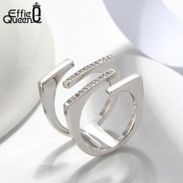 Effie Queen Attractive Design Ladies Crystal CZ Engagement Cocktail Ring for Women Zirconia Jewelry Large Finger Rings DR127