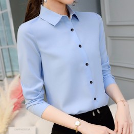 Female Blusas Spring Autumn Blouse Office Lady Slim Pink Shirts Women Blouses Leisure Long Sleeve Plus Size Tops Casual Shirt