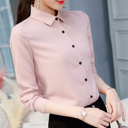 Female Blusas Spring Autumn Blouse Office Lady Slim Pink Shirts Women Blouses Leisure Long Sleeve Plus Size Tops Casual Shirt