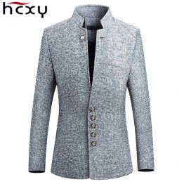 HCXY  Blazer Men 2019 spring New Chinese style  Business Casual Stand Collar Male Blazer Slim Fit Mens Blazer Jacket  Size M-5XL