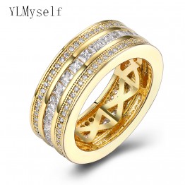 High quality circle ring aneis pave cubic zirconia simple design jewelry trendy daily wear jewellery white and gold color rings