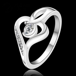 NEW Fashion silver plated jewelry wedding ring Silver plated new design finger ring for lady bijoux women Inlaid Crystal