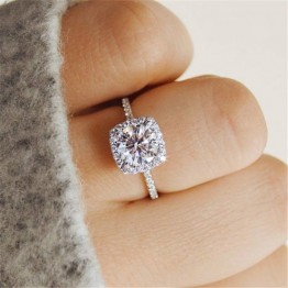 New Luxury Design Square White CZ Rings for Women AAA Zircon Silver Color Wedding Band Bijoux Engagement Ring Jewellery anillos