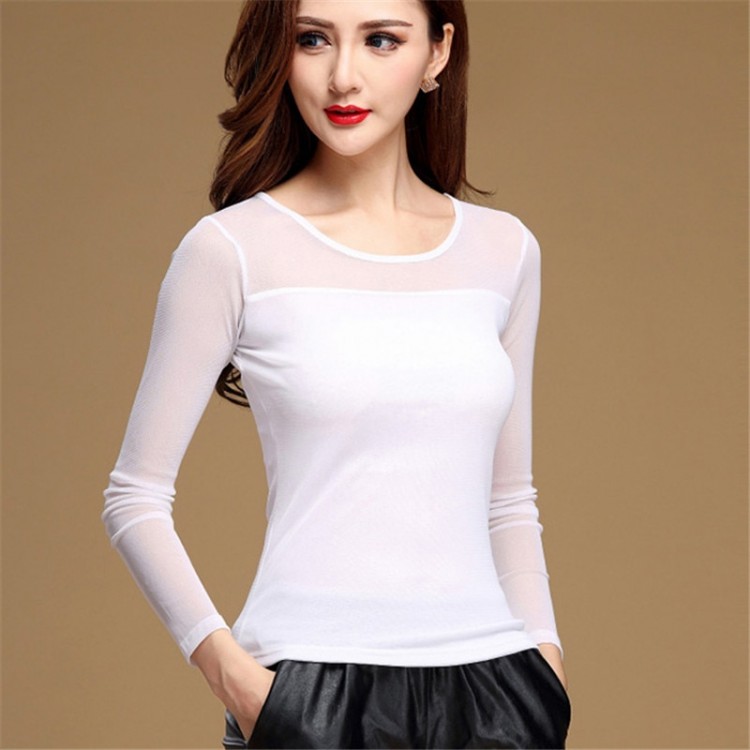 New Women Blouse Shirt Black White Sexy Long Shirt Casual Long Sleeve ...