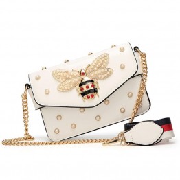 New famous brand women messenger bags black small chain crossbody bags female luxury shoulder bag pearl handbag 2019 Red White