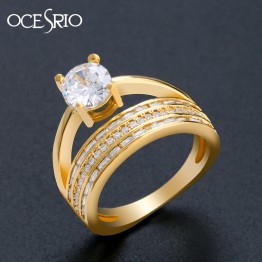OCESRIO Big Crystal Rings for Women Dainty Engagement Gold CZ Rings Valentine's Day Lady Luxury 2019 Designer Jewelry rig-h40