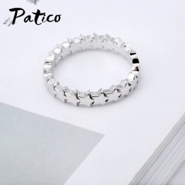 PATICO Genuine Hot Selling 925 Sterling Silver High Quality Romantic Trendy Star Design Finger Rings For Women Ladies Jewelry