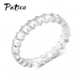 PATICO Genuine Hot Selling 925 Sterling Silver High Quality Romantic Trendy Star Design Finger Rings For Women Ladies Jewelry