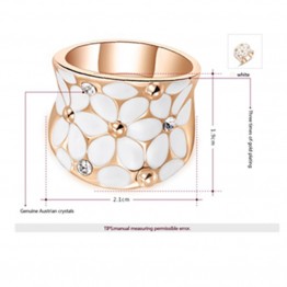Romad Flower Design Ring Luxury White Rose Gold Color ring for Women Crystal Bijoux Jewellery  for Wedding Engagement gift Z4