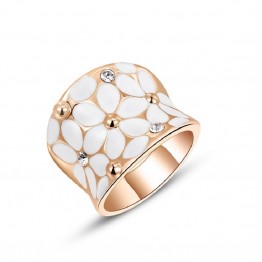 Romad Flower Design Ring Luxury White Rose Gold Color ring for Women Crystal Bijoux Jewellery  for Wedding Engagement gift Z4