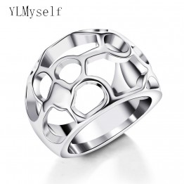 Trendy Hole design ring Stainless Steel jewelry daily wear jewellery high polishing finger rings for women