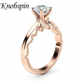 Unique Creative Design Ladies Zircon Finger Rings Fashion Simple Rose Gold Color Wedding Band Rings Jewelry for Women Size 6-10