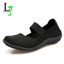 Women Flats Shoes Summer Sneakers Slip On 2019 Fashion Woven Shoes Breathable Female Loafers Casual Footwear Plus Size 42