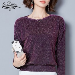 Women Tops 2019 fashion long sleeve women blouse shirt Loose plus size lace Blouse purple blue women's clothing blusas  83J 30