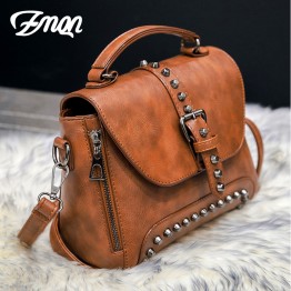 ZMQN Crossbody Bags For Women 2019 Shoulder Bags Female Vintage Leather Bags Women Handbags Famous Brand Rivet Small Ladies A522