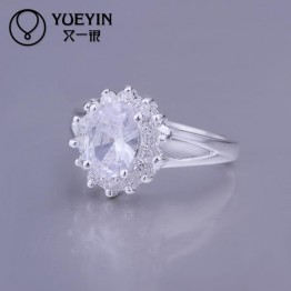 silver plated jewelry wedding ring Silver plated new design finger ring for lady bijoux women Big Stone