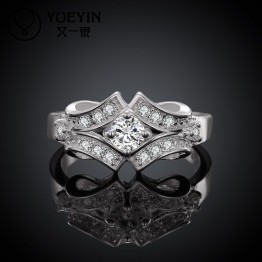 silver plated jewelry wedding rings Silver plated new design finger ring for lady bijoux Inlaid Crystal